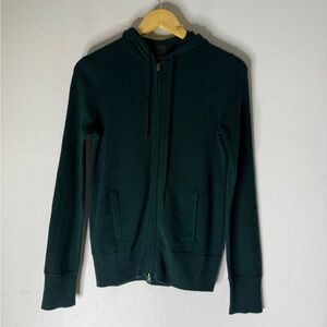 J Crew Collection Green Hooded Full Zip Cashmere Sweater Small